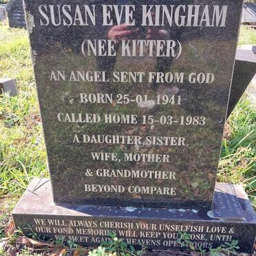 KINGHAM Susan Eve nee KITTER 1941-1983