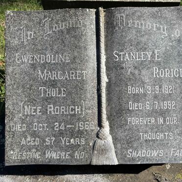 RORICH Stanley E. 1921-1992 :: THOLE Gwendoline Margaret nee RORICH -1966