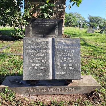 WESTHUIZEN Johannes Jacobus, van der 1895-1969 & Johanna Sophia Adrianna 1900-1977