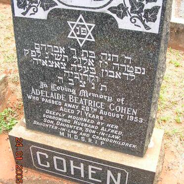 COHEN Adelaide Beatrice -1953