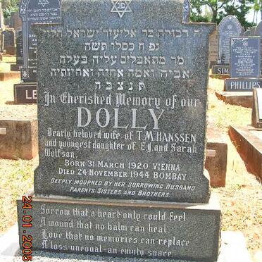 HANSSEN Dolly nee WOLFSON 1920-1944