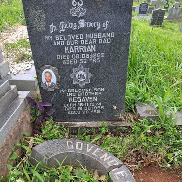 GOVENDER Karrian -1982 :: GOVENDER Kesaven 1974-1995