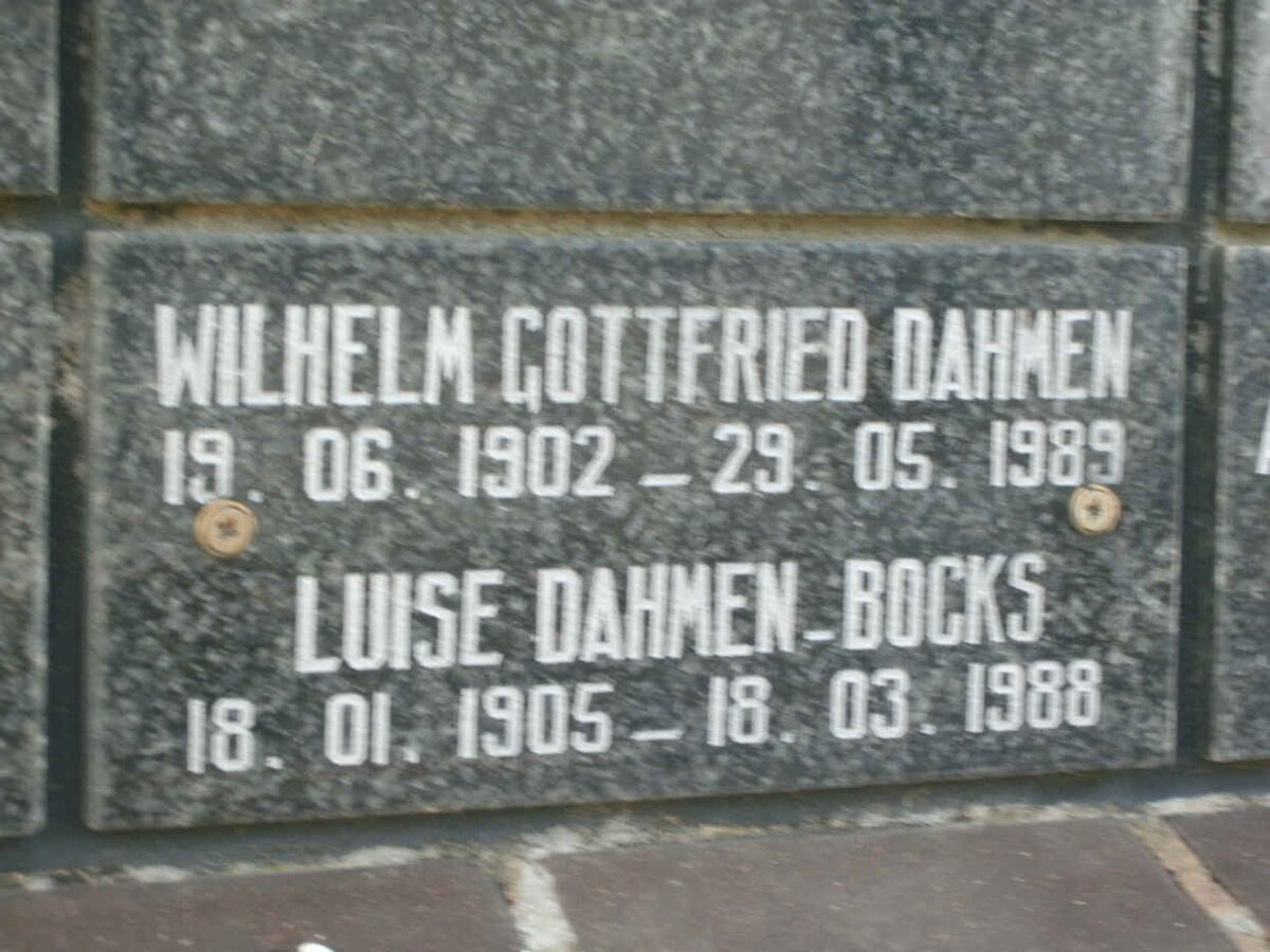 DAHMEN Wihelm Gottfried 1902-1989 &amp; Luise BOCKS 1905-1988