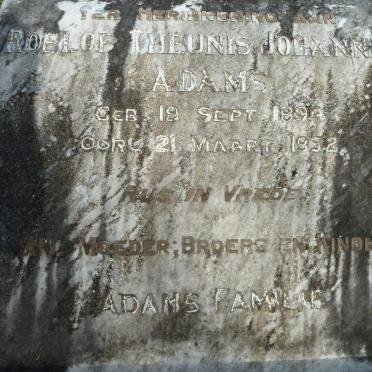 ADAMS Roelof Theunis Johannes 1894-1952
