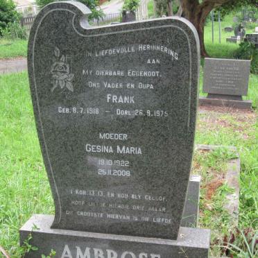 AMBROSE Frank 1918-1975 &amp; Gesina Maria 1922-2008