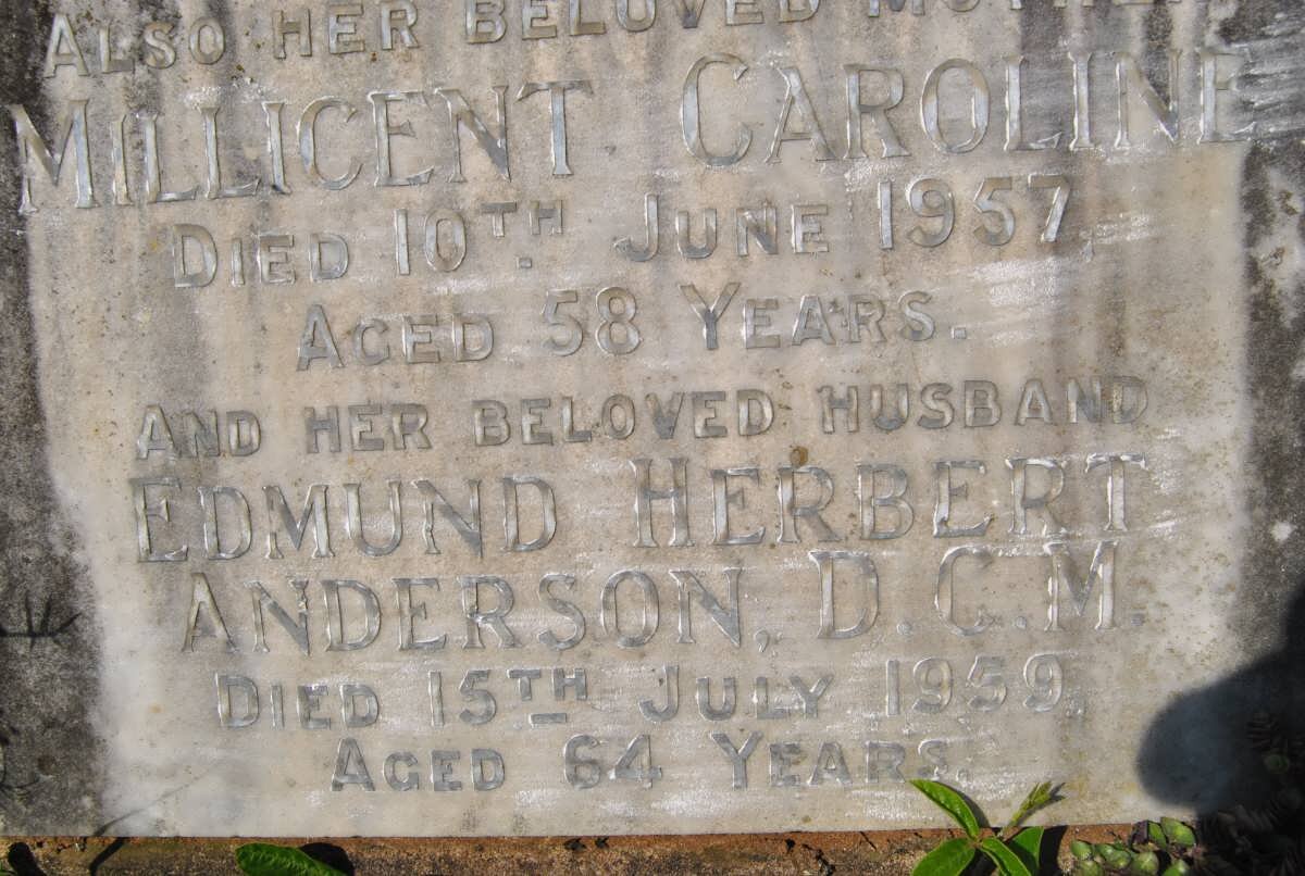 ANDERSON Edmund Herbert -1959 &amp; Millicent Caroline -1957