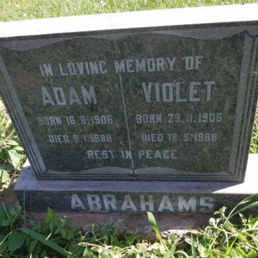 ABRAHAMS Adam 1906-1988 &amp; Violet 1906-1988