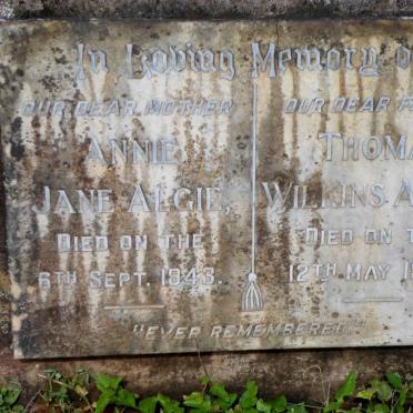 ALGIE Thomas Wilkins -1945 &amp; Annie Jane -1943