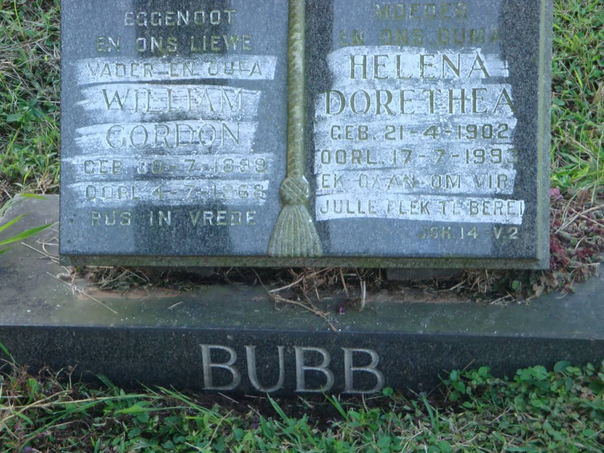 BUBB William Gordon 1899-1968 &amp; Helena Dorethea 1902-1993