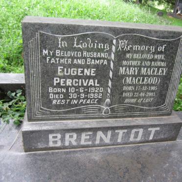BRENTOT Eugene Percival 1920-1982 &amp; Mary Macley MACLEOD 1905-2003