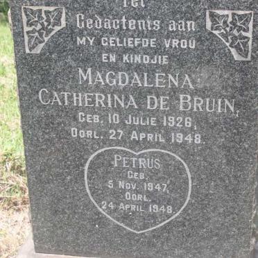 BRUIN Magdalena Catherina, de 1926-1948 :: DE BRUIN Petrus 1947-1948