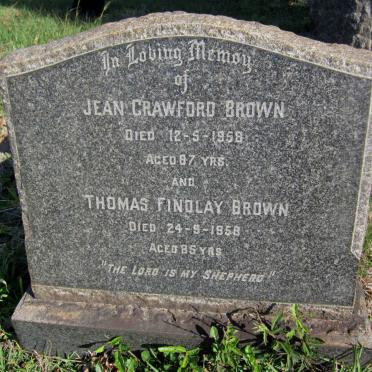 BROWN Thomas Findlay -1958 &amp; Jean Crawford -1958