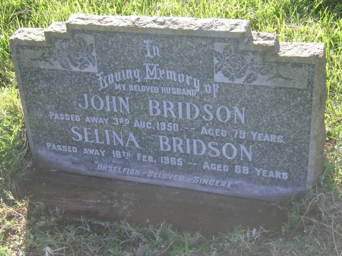 BRIDSON John -1950 &amp; Selina -1965