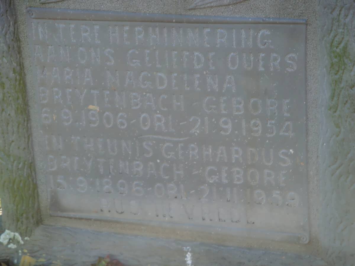 BREYTENBACH Theunis Gerhardus 1896-1959 &amp; Maria Magdelena 1906-1954