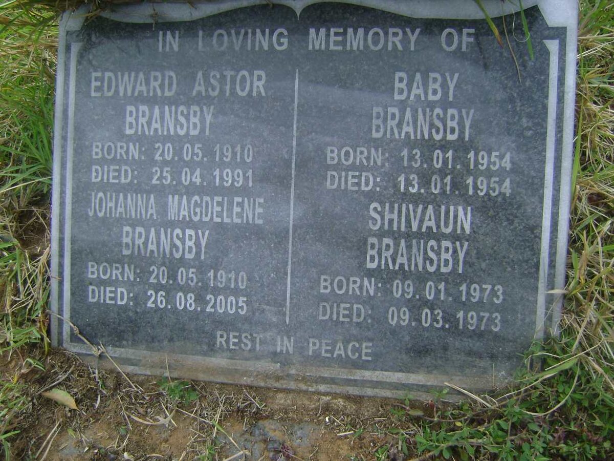 BRANSBY Edward Astor 1910-1991 :: BRANSBY Johanna Magdelene 1910-2005