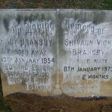 BRANSBY Edward Ester 1910-1991 :: BRANSBY Baby -1954 :: BRANSBY Shivaun Vicki -1973