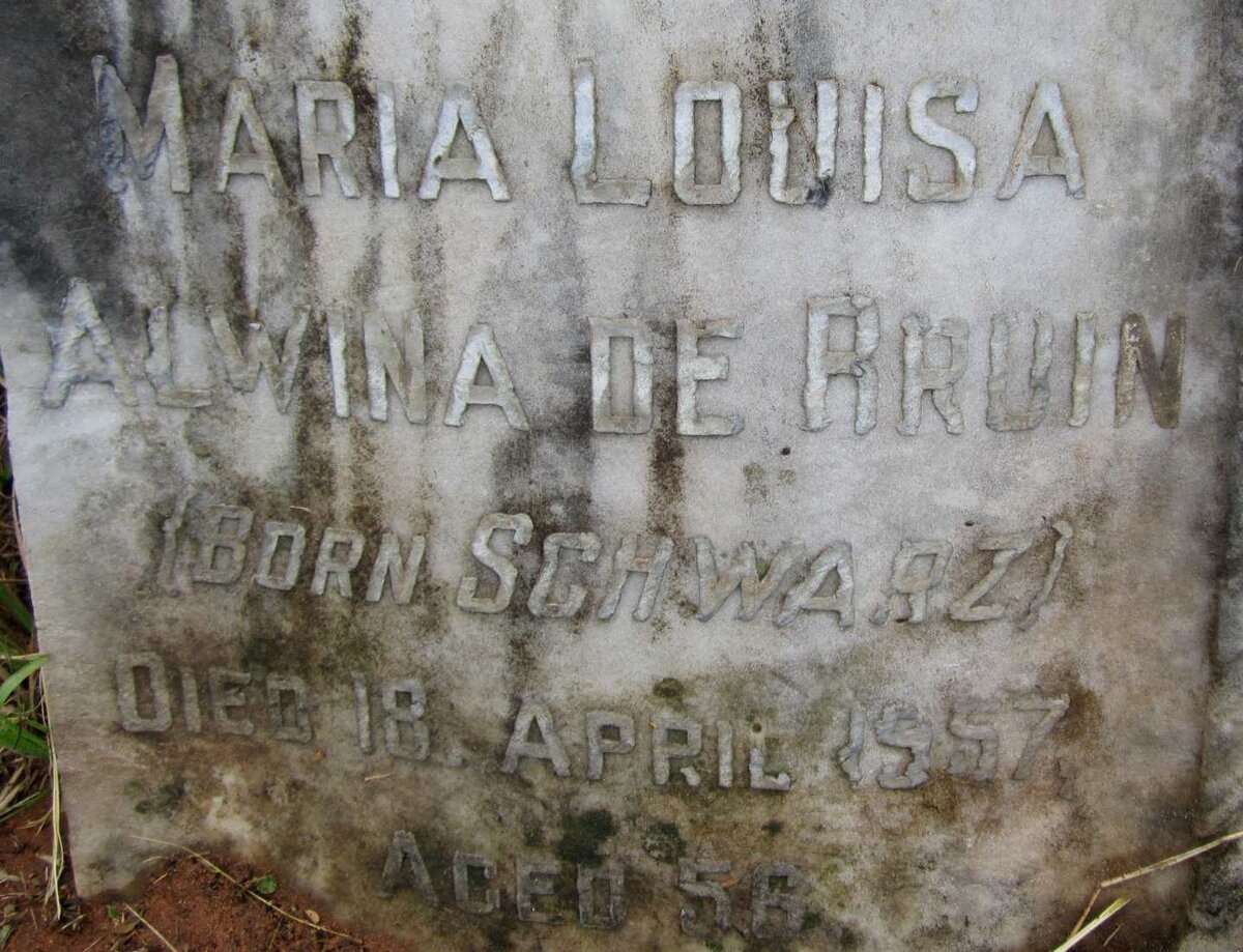 BRUIN Maria Louisa Alwina, de SCHWARZ -1957