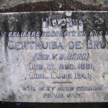 BRUIN Gertruida, de nee V.D. BERG 1881-1945