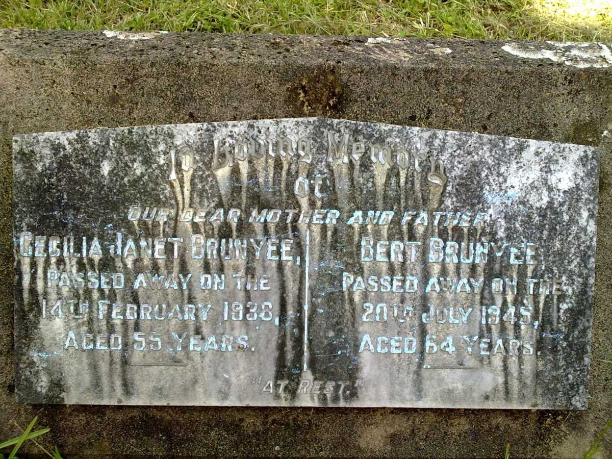 BRUNYEE Bert -1949 &amp; Cecilia Janet -1936