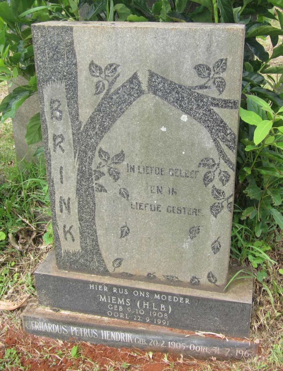 BRINK Gerhardus Petrus Hendrik 1905-1963 &amp; Miems H.L.B. 1908-1991