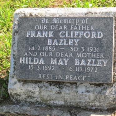BAZLEY Frank Clifford 1885-1931 &amp; Hilda May 1892-1972