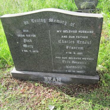 BEAN Charles Ernest Francom -1981 &amp; Iris Berenice Kathleen -1987 :: BEAN Joan Mary -1972