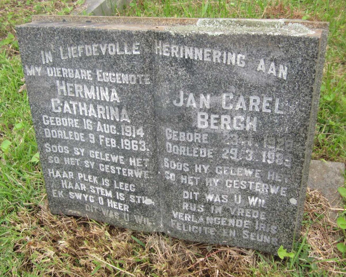 BERGH Jan Carel 1920-1989 &amp; Hermina Catharina 1914-1963