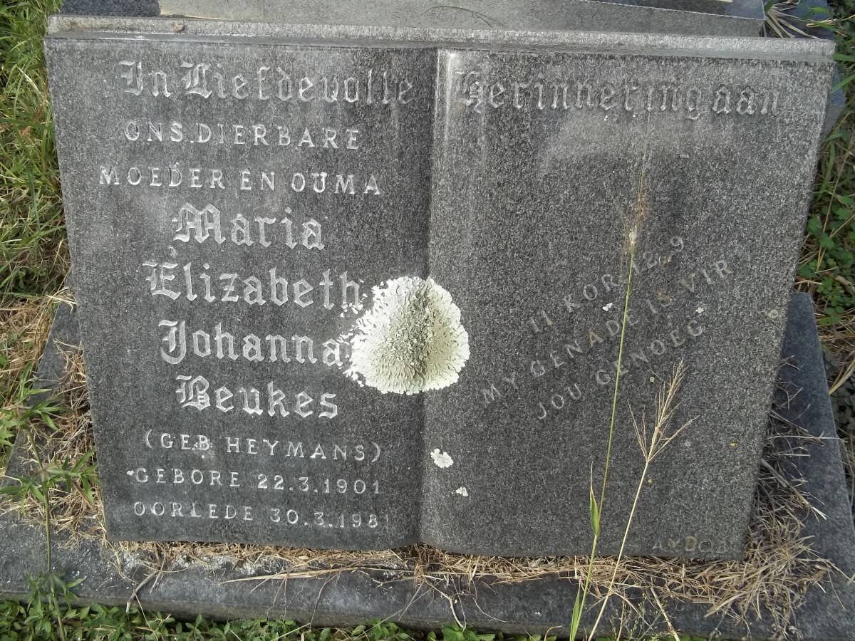 BEUKES Maria Elizabeth Johanna nee HEYMANS 1901-1981