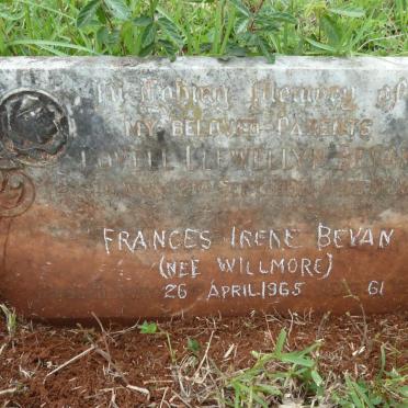 BEVAN Lovell Llewellyn  &amp; Frances Irene WILLMORE -1965