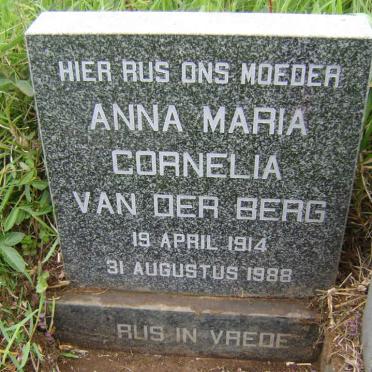 BERG Michiel Christiaan, van der 1941-2007 &amp; Anna Maria Cornelia 1914-1988