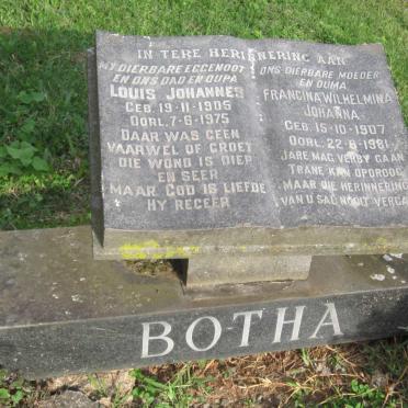 BOTHA Louis Johannes 1905-1975 &amp; Francina Wilhelmina Johanna 1907-1981