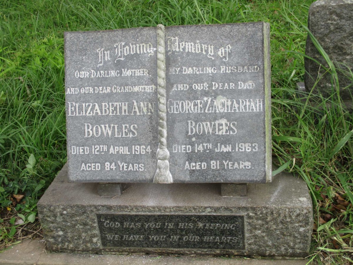 BOWLES George Zachariah -1963 &amp; Elizabeth Ann -1964