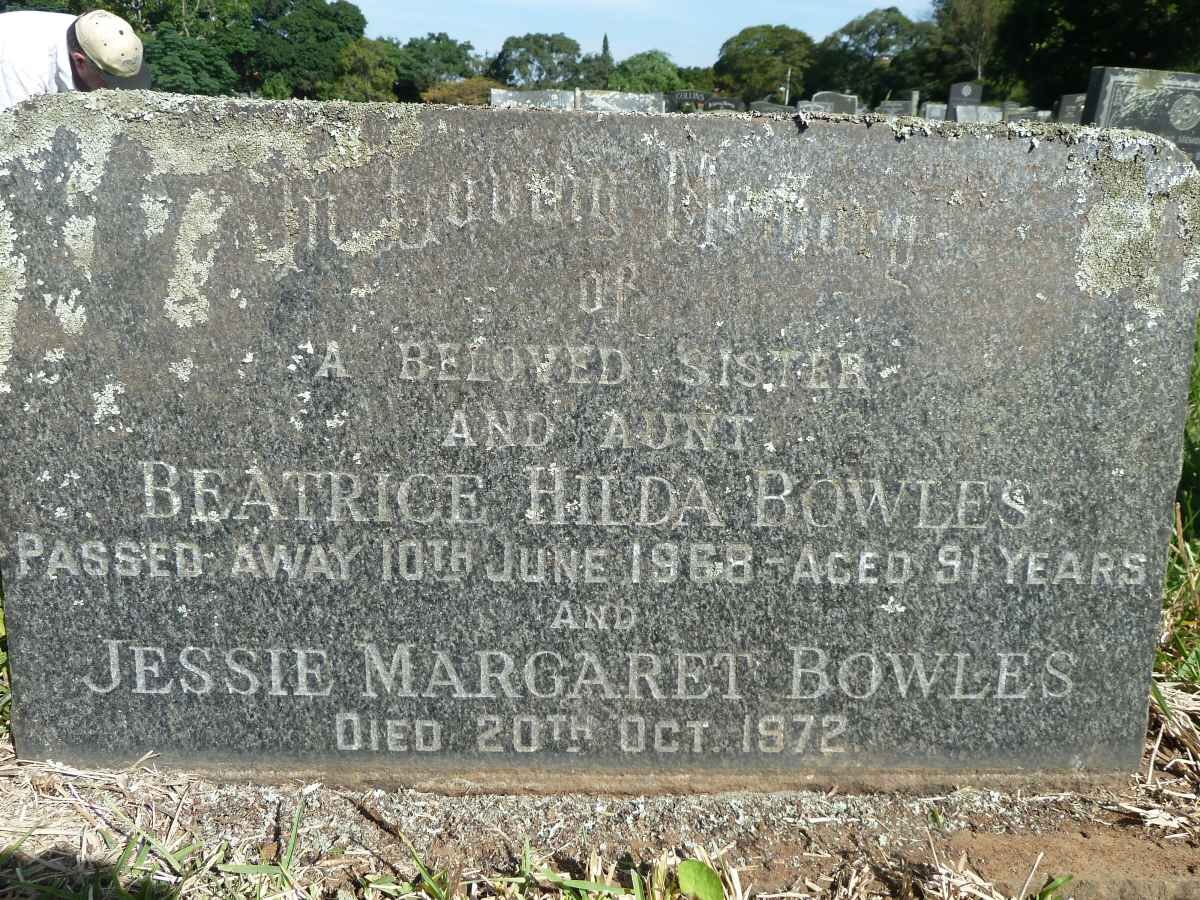 BOWLES Beatrice Hilda -1968 :: BOWLES Jessie Margaret -1972