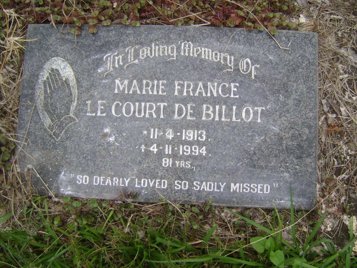 BILLOT Marie France, Le Court De 1913-1994