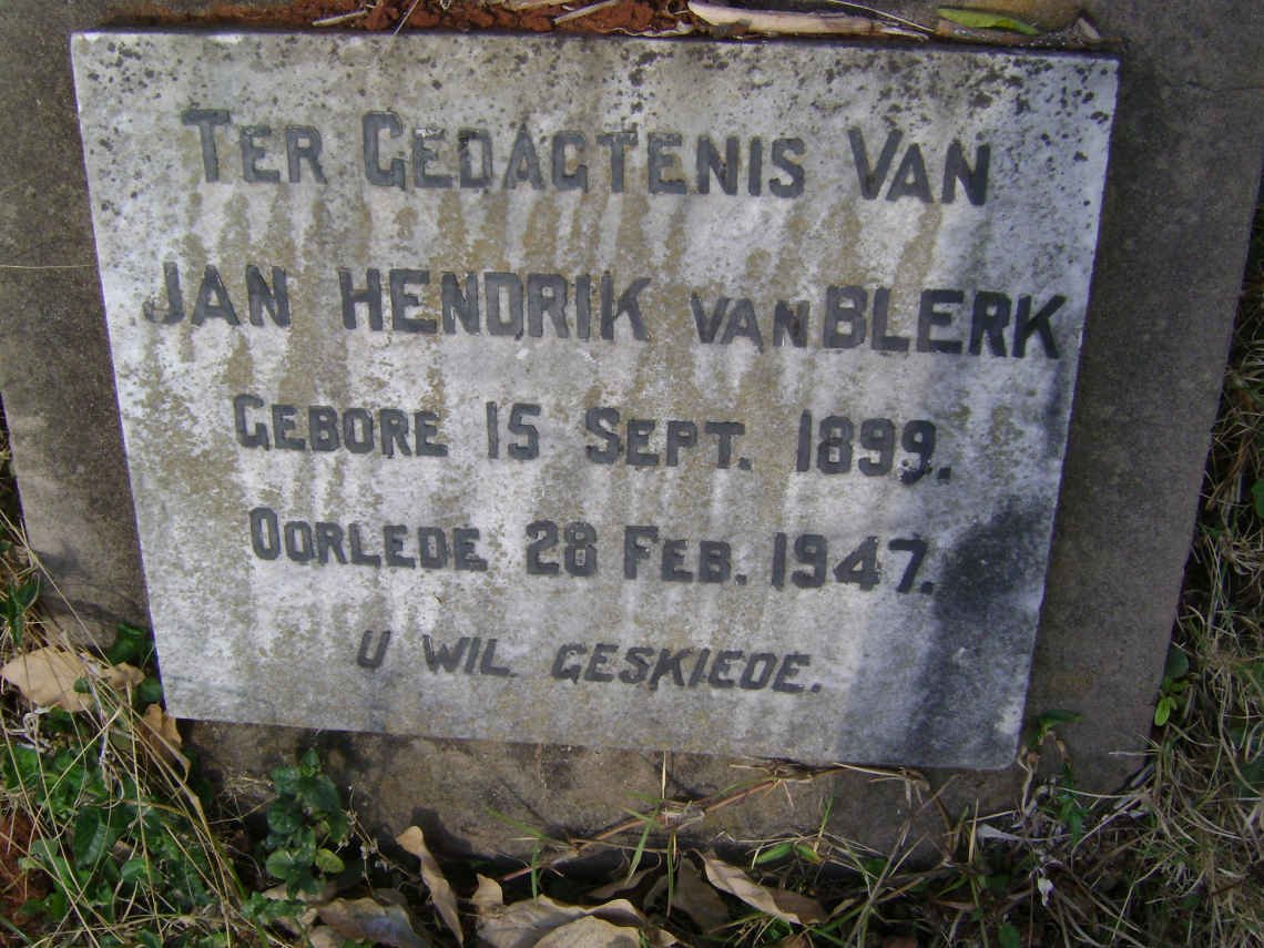 BLERK Jan Hendrik, van 1899-1947
