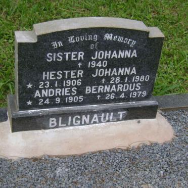 BLIGNAULT Andries Bernardus 1905-1979 &amp; Hester Johanna 1906-1980 :: BLIGNAULT Sister Johanna -1940