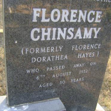 CHINSAMY Florence Dorathea formerly HAYES -1952