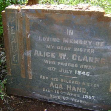 CLARK Alice W. -1946 :: HAND Ada -1957