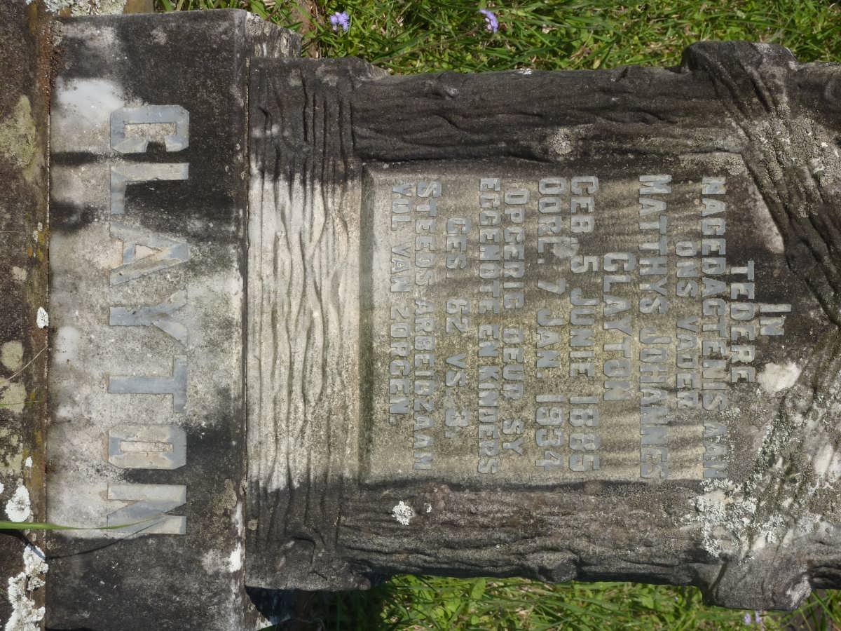 CLAYTON Matthys Johannes 1885-1934