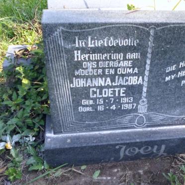 CLOETE Johanna Jacoba 1913-1987