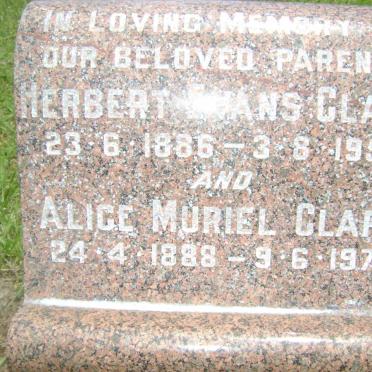 CLARK Herbert Evans 1886-1958 &amp; Alice Muriel 1888-1972