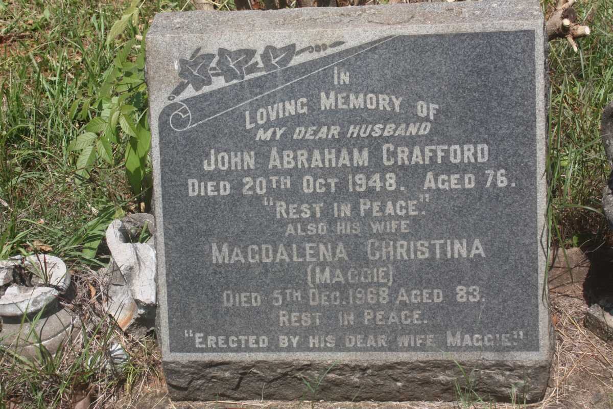 CRAFFORD John Abraham -1948 &amp; Magdalena Christina -1968