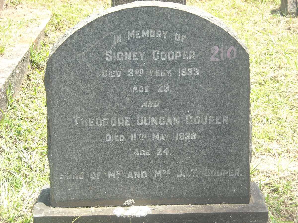 COOPER Sidney -1933 :: COOPER Theodore Duncan -1938