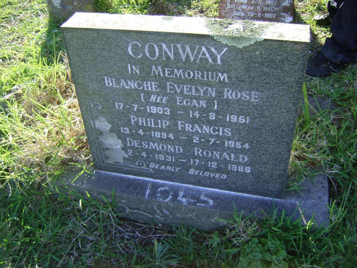 CONWAY Philip Frances 1894-1954 &amp; Blanche Evelyn Rose EGAN 1903-1951 :: CONWAY Desmond Ronald 1931-1966