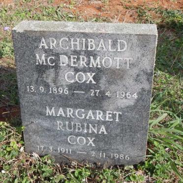 COX Archibald McDermott 1896-1964 :: COX Margaret Rubina 1911-1986