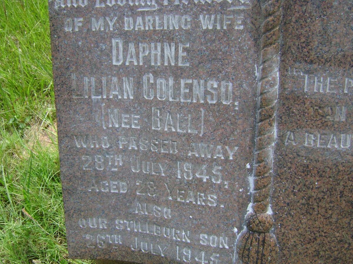 COLENSO Daphne Lilian nee BALL -1945 :: COLENSO -1945