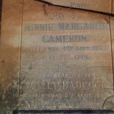 CONNOR John -1925 :: CAMERON Minnie Margaret -1957 :: BADCOCK Dolly -1938 :: JOHNSTON Vera -1980