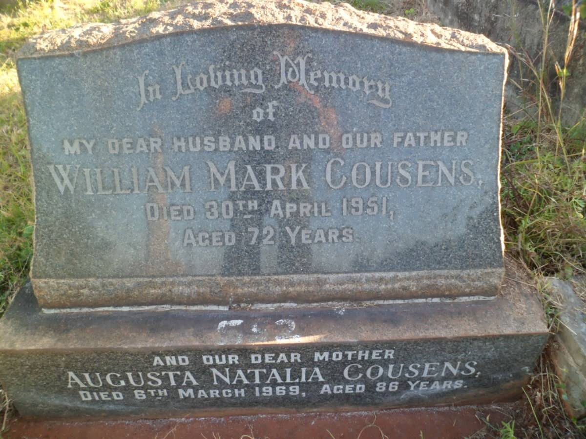 COUSENS William Mark -1951 &amp; Augusta Natalia -1969