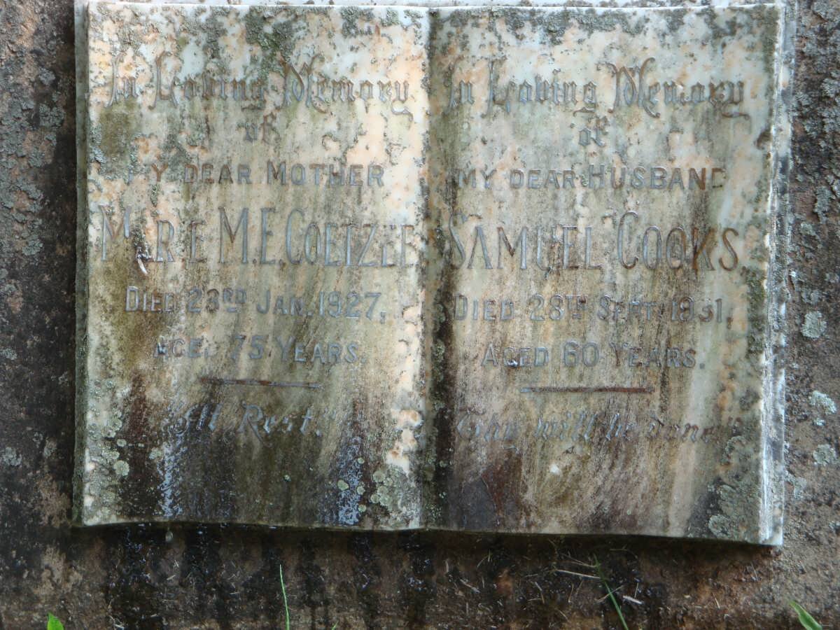 COOKS Samuel 1831 &amp; Marie M.E. COETZEE -1927