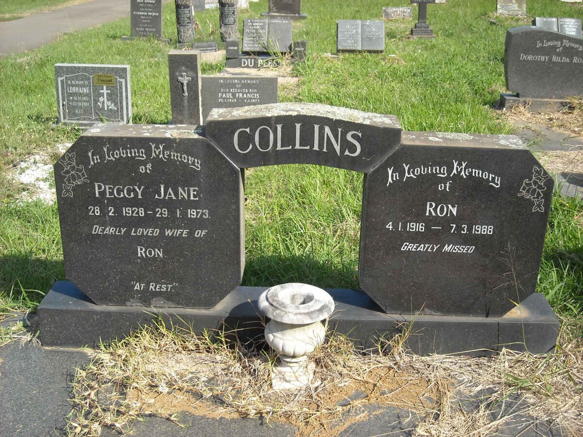 COLLINS Ron 1916-1988 &amp; Peggy Jane 1928-1973
